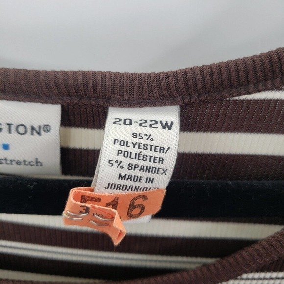 Covington striped tank top womens plus size 20 22 brown white sleeveless knit - Picture 5 of 10